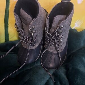 Sperry Gray and Black Lace-Up Boots